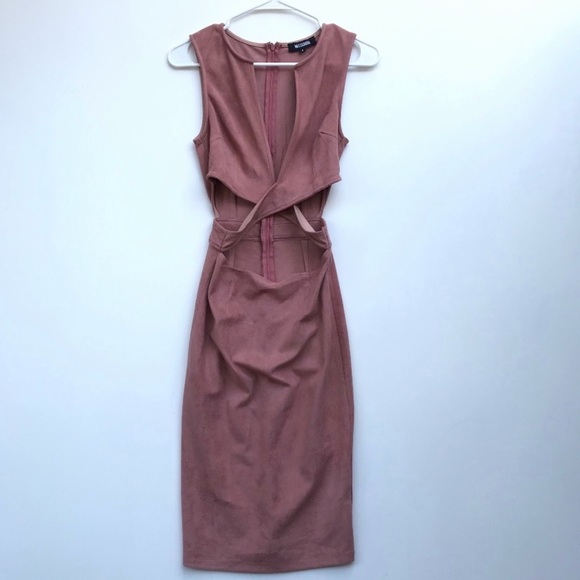 Missguided Dusty Pink Cutout Midi Dress – Bodycon, Date Night / Event Dress - Picture 4 of 7